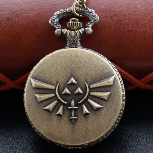 Zelda Stone Swordsman Vintage Bronze Quartz Pocket Watch