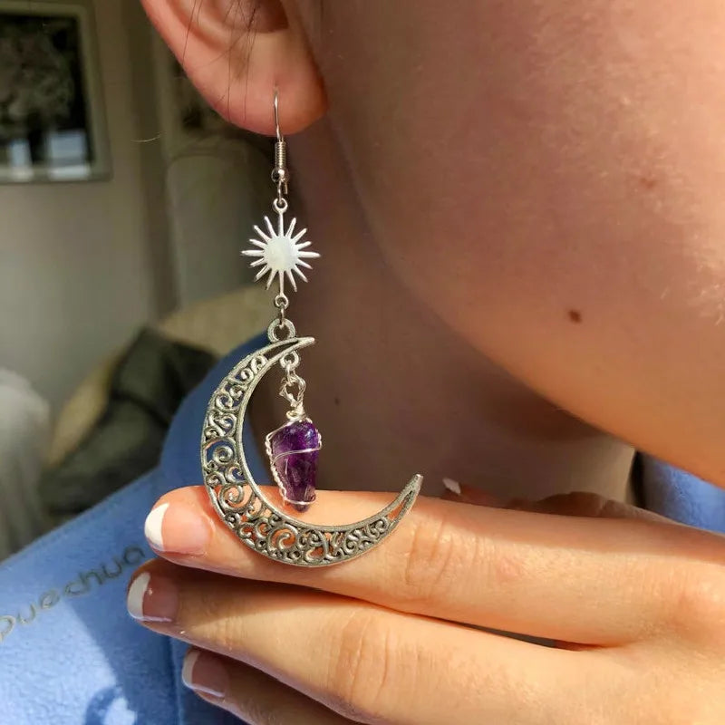 Crescent  Moon  Crystal Stone Earring