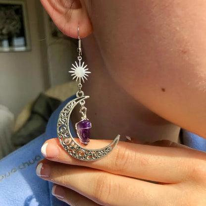 Crescent  Moon  Crystal Stone Earring