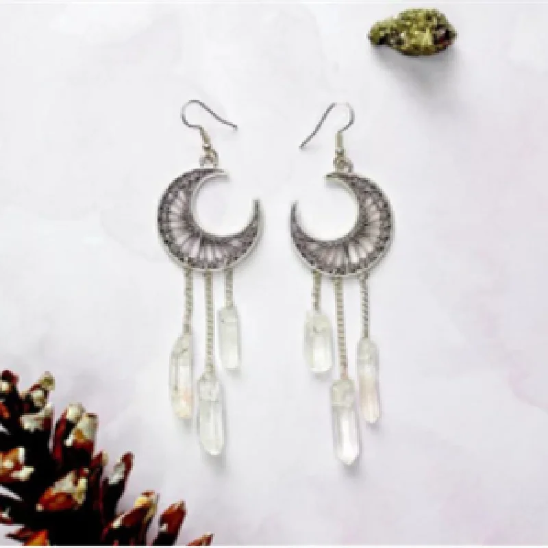 Crescent  Moon  Crystal Stone Earring