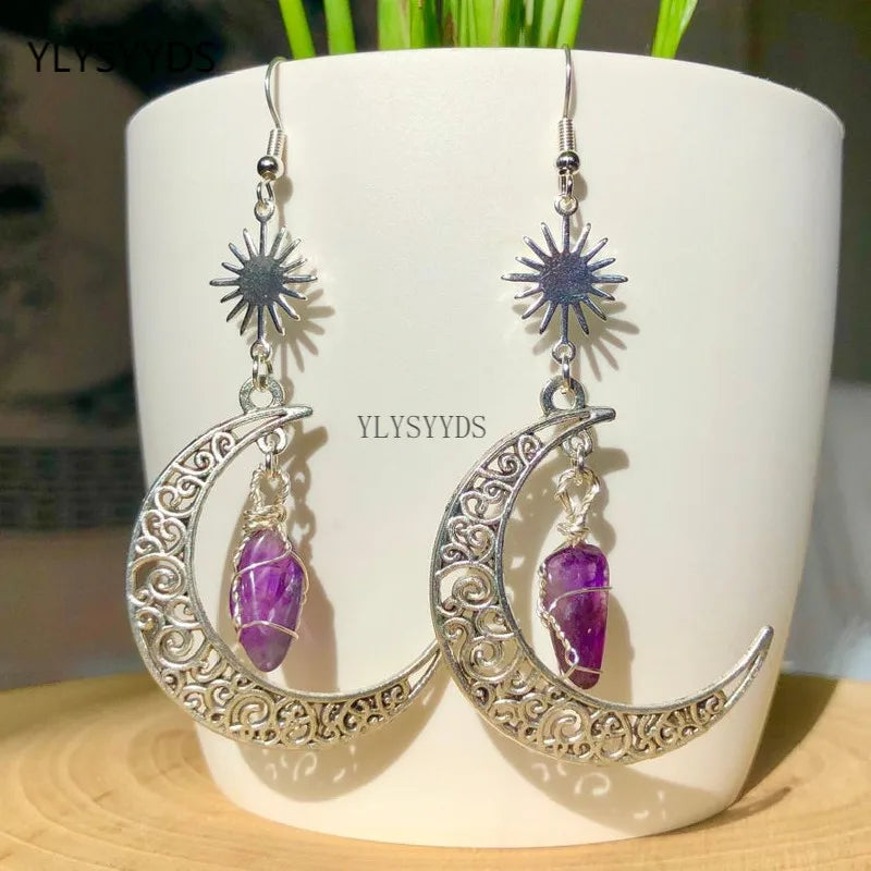 Crescent  Moon  Crystal Stone Earring