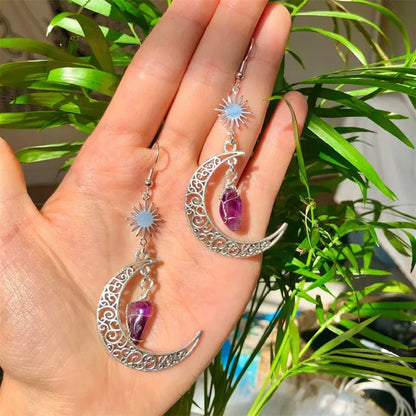 Crescent  Moon  Crystal Stone Earring