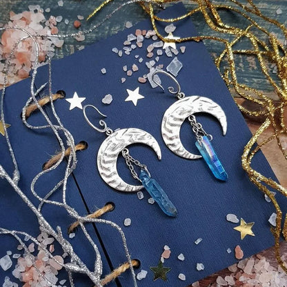Crescent  Moon  Crystal Stone Earring