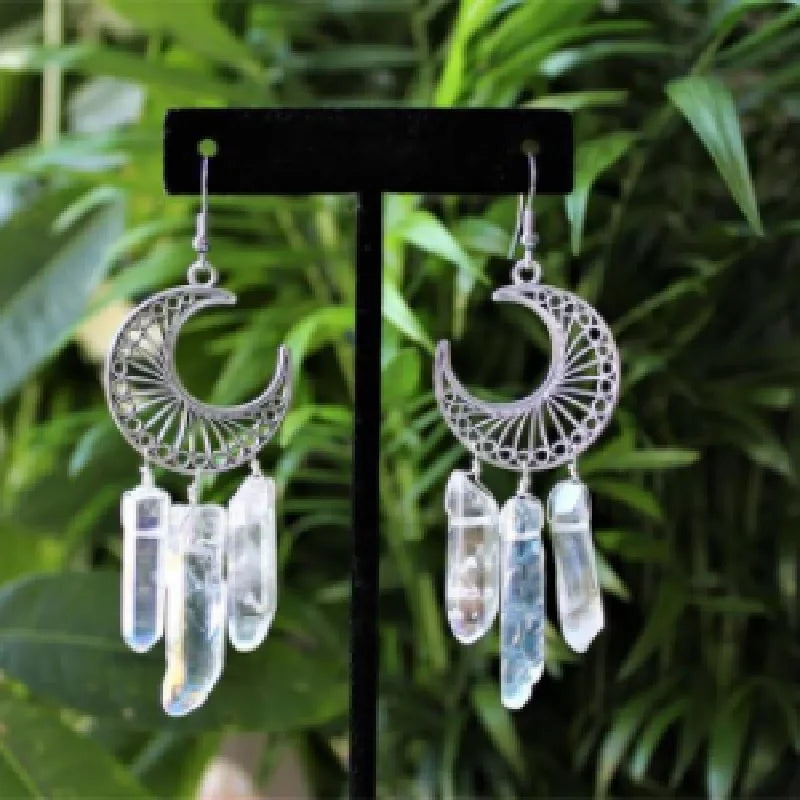 Crescent  Moon  Crystal Stone Earring