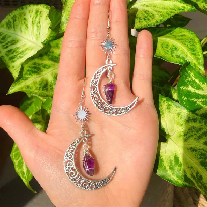 Crescent  Moon  Crystal Stone Earring