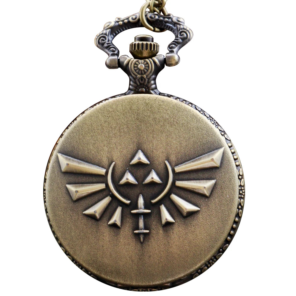 Zelda Stone Swordsman Vintage Bronze Quartz Pocket Watch
