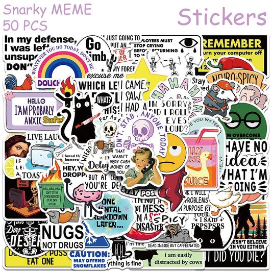 50/100pcs Cartoon Snarky MEME Stickers