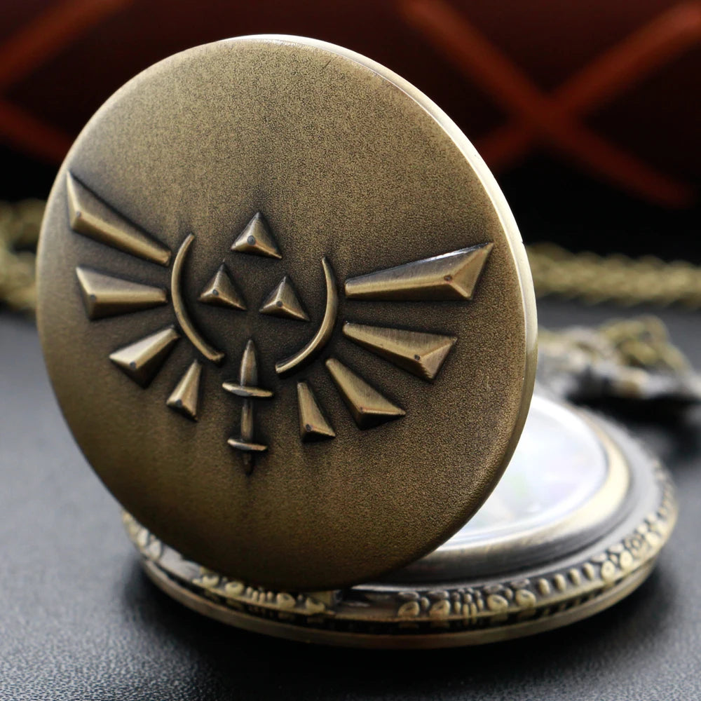 Zelda Stone Swordsman Vintage Bronze Quartz Pocket Watch