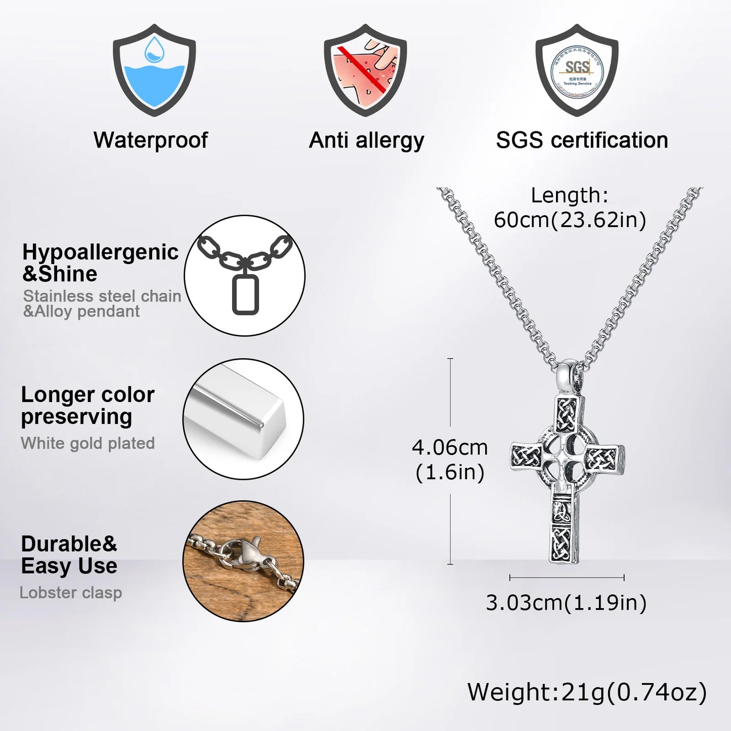 Nordic Celtic Knot Cross Necklace