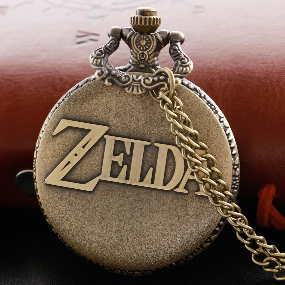 Zelda Stone Swordsman Vintage Bronze Quartz Pocket Watch