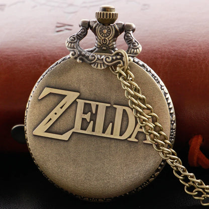 Zelda Stone Swordsman Vintage Bronze Quartz Pocket Watch