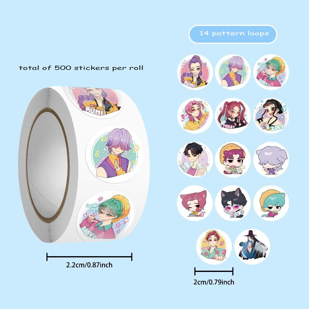 500Pcs/Roll Anime KPop Stickers