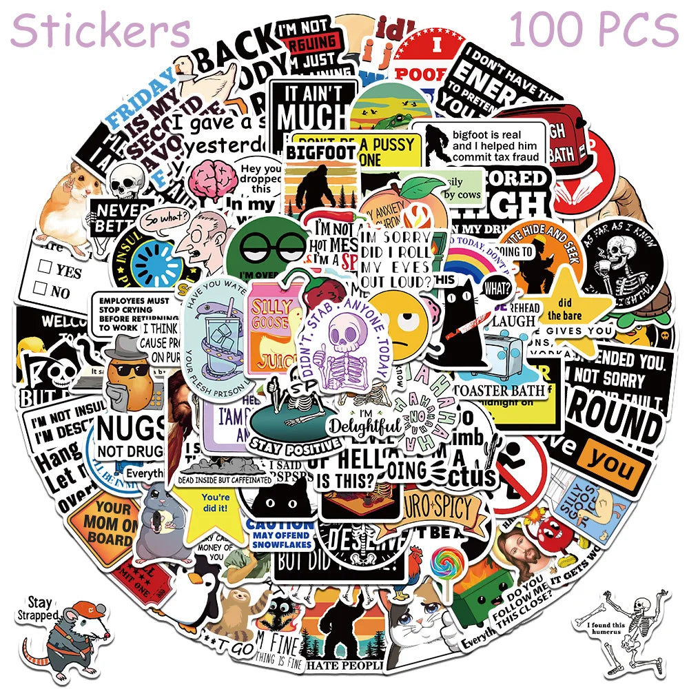 50/100pcs Cartoon Snarky MEME Stickers