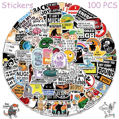 50/100pcs Cartoon Snarky MEME Stickers