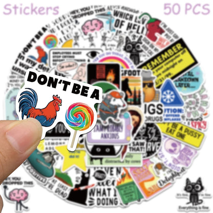 50/100pcs Cartoon Snarky MEME Stickers