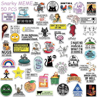 50/100pcs Cartoon Snarky MEME Stickers