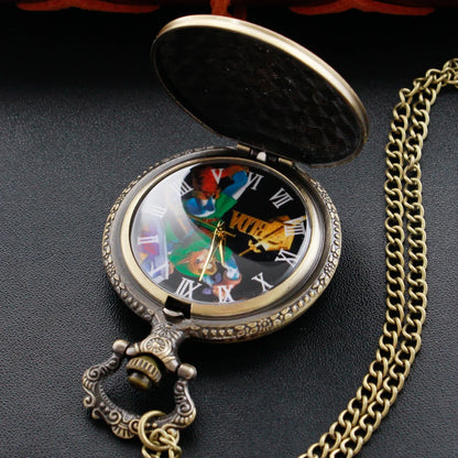 Zelda Stone Swordsman Vintage Bronze Quartz Pocket Watch