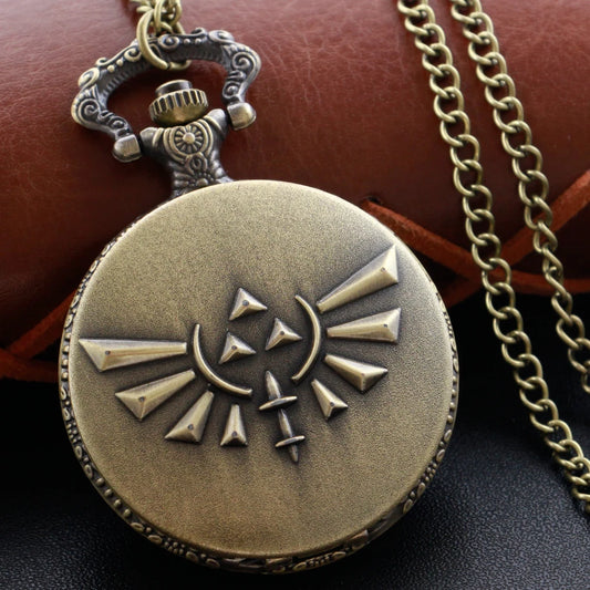 Zelda Stone Swordsman Vintage Bronze Quartz Pocket Watch