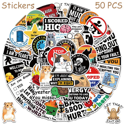 50/100pcs Cartoon Snarky MEME Stickers